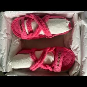 New pink Chanel cord lamb skin  sandal